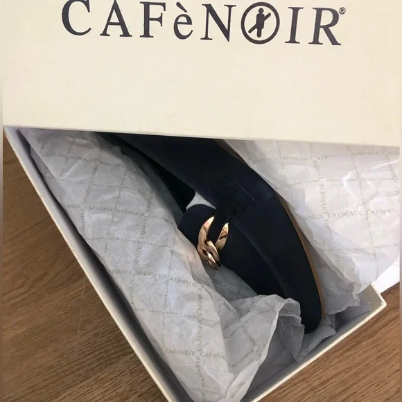 CafèNoir Italy, Suede Loafers with Chain Night Blue in Size 8 (39EU). - Picture 6 of 9